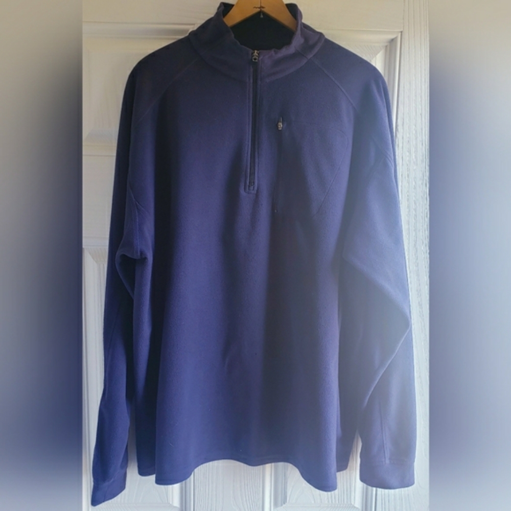 L.L. Bean Men's Navy Blue 1/4 Zip Fleece Pullover Sweater Size XL TALL